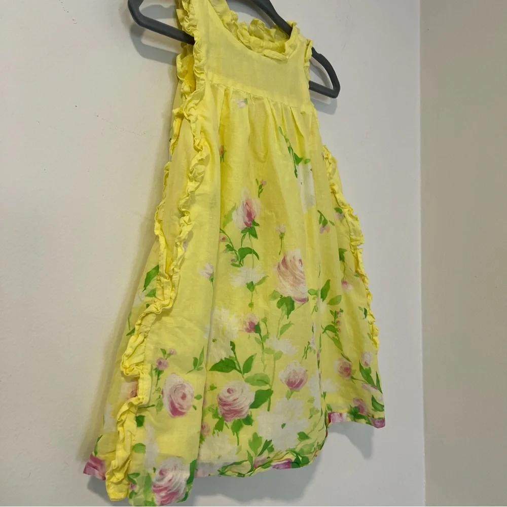 Janie & Jack yellow floral cotton ruffle dress size 2T